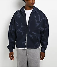 Ninth Hall Fundamentals Open Hem Purple Wash Crop Zip Hoodie