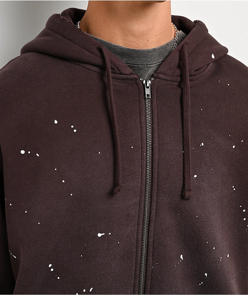 Ninth Hall Fundamentals Paint Brown Zip Hoodie