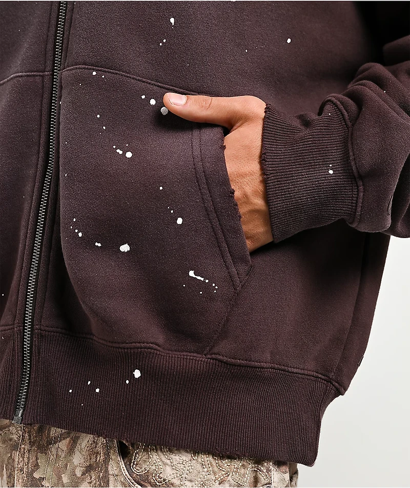 Ninth Hall Fundamentals Paint Brown Zip Hoodie