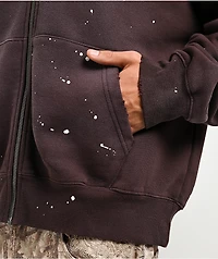 Ninth Hall Fundamentals Paint Brown Zip Hoodie