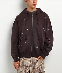 Ninth Hall Fundamentals Paint Brown Zip Hoodie
