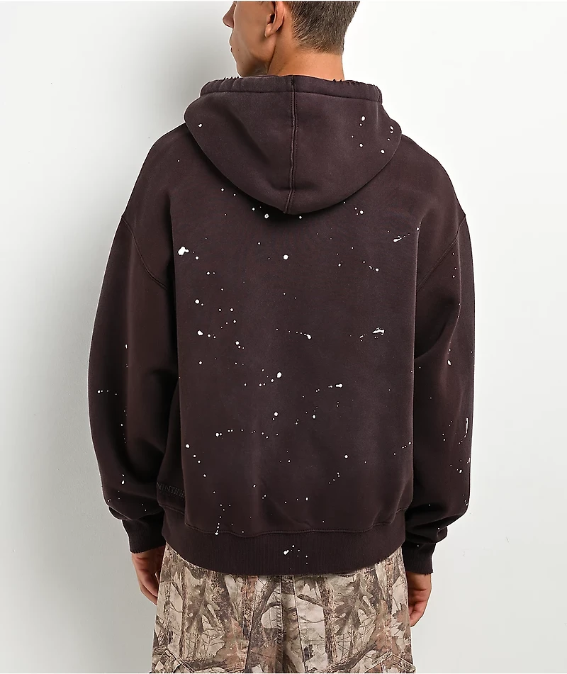 Ninth Hall Fundamentals Paint Brown Zip Hoodie