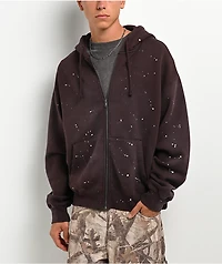 Ninth Hall Fundamentals Paint Brown Zip Hoodie