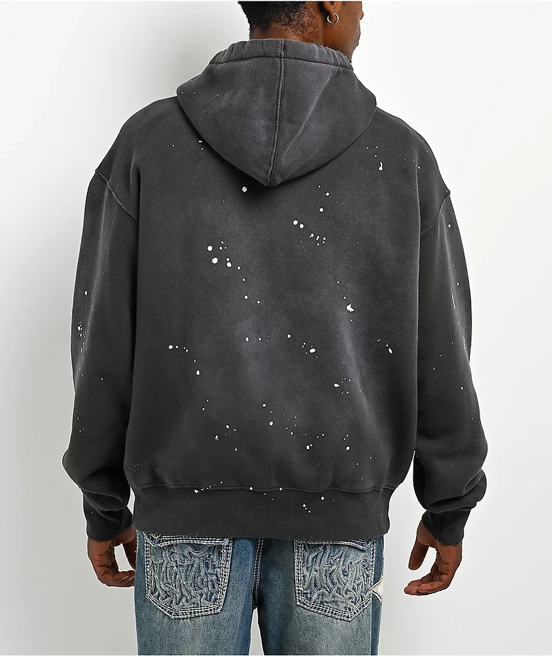 Ninth Hall Fundamentals Paint Drip Charcoal Zip Hoodie