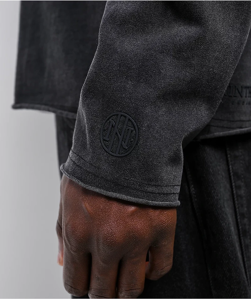 Ninth Hall Fundamentals Raw Edge Black Wash Long Sleeve T-Shirt