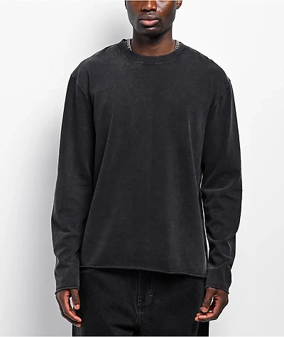 Ninth Hall Fundamentals Raw Edge Black Wash Long Sleeve T-Shirt
