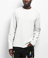 Ninth Hall Fundamentals Raw Edge Off White Long Sleeve T-Shirt