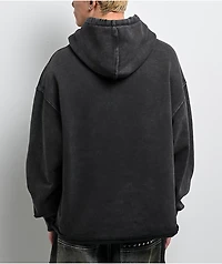 Ninth Hall Fundamentals Raw Hem Black Wash Hoodie