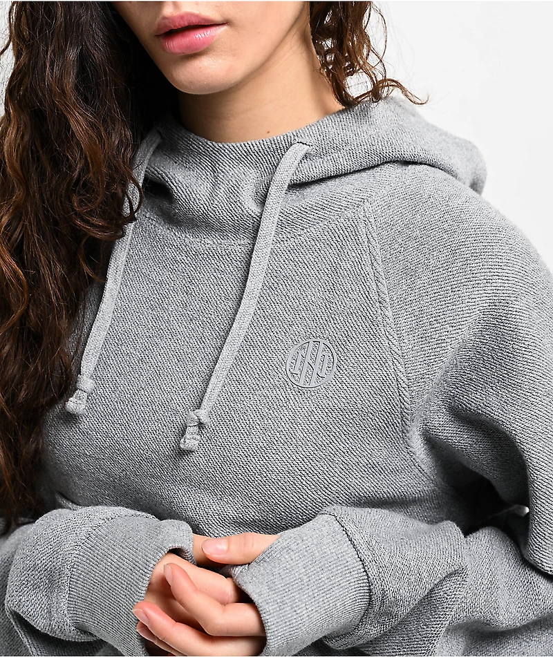 Ninth Hall Fundamentals Reverse Terry Grey Crop Hoodie