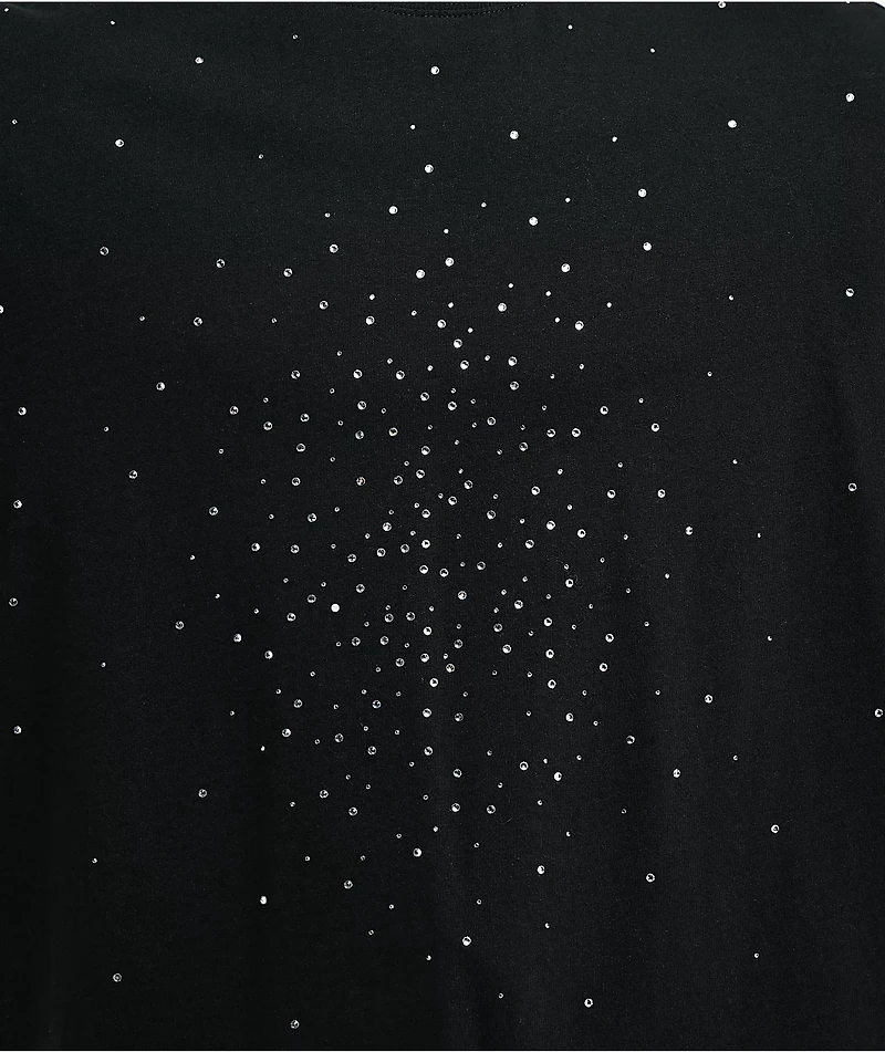 Ninth Hall Fundamentals Rhinestone Black Boxy 2Fer Long Sleeve Shirt