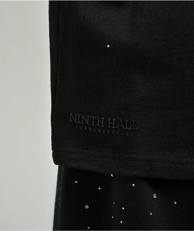 Ninth Hall Fundamentals Rhinestone Black Boxy 2Fer Long Sleeve Shirt