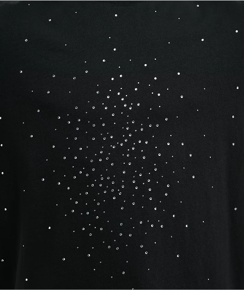 Ninth Hall Fundamentals Rhinestone Black Boxy Long Sleeve T-Shirt