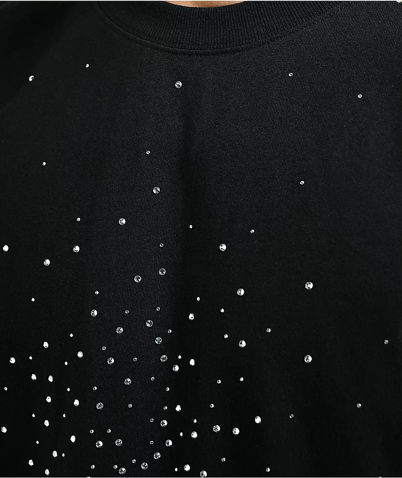 Ninth Hall Fundamentals Rhinestone Black Boxy Long Sleeve T-Shirt