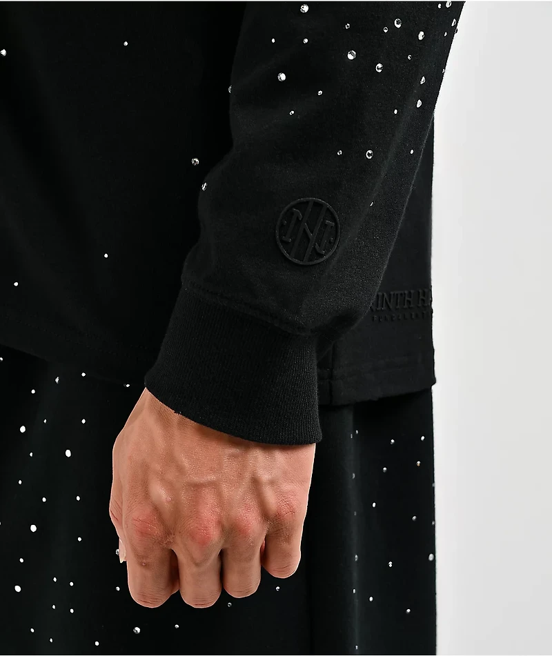 Ninth Hall Fundamentals Rhinestone Black Boxy Long Sleeve T-Shirt
