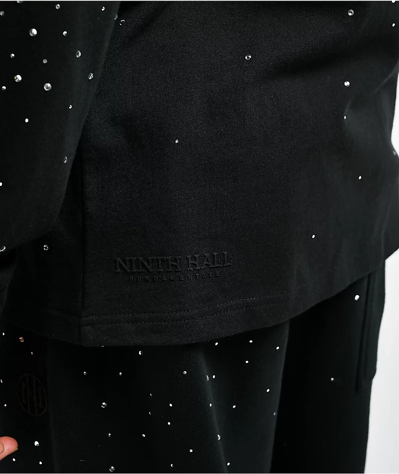 Ninth Hall Fundamentals Rhinestone Black Boxy Long Sleeve T-Shirt