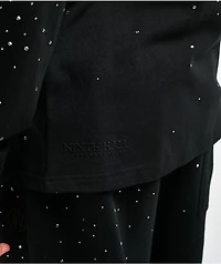 Ninth Hall Fundamentals Rhinestone Black Boxy Long Sleeve T-Shirt