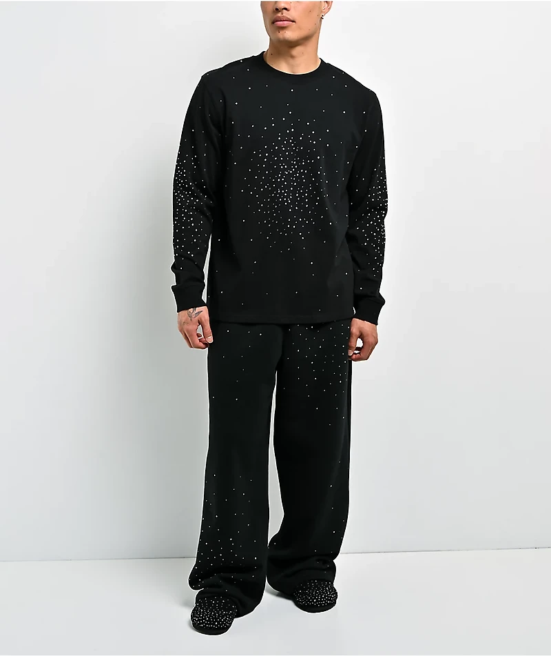 Ninth Hall Fundamentals Rhinestone Black Boxy Long Sleeve T-Shirt