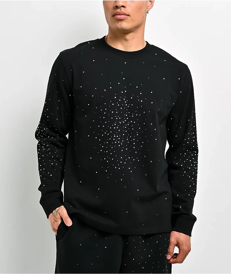 Ninth Hall Fundamentals Rhinestone Black Boxy Long Sleeve T-Shirt