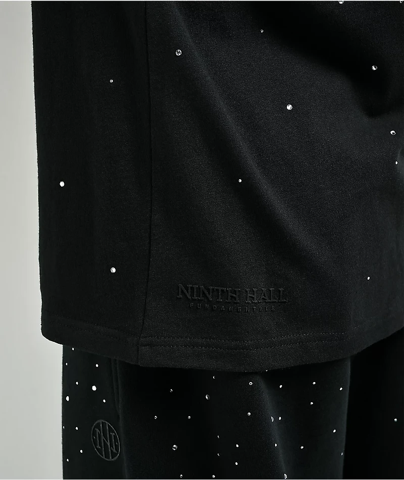 Ninth Hall Fundamentals Rhinestone Black Boxy T-Shirt