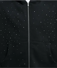 Ninth Hall Fundamentals Rhinestone Black Boxy Zip Hoodie