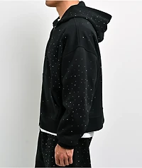 Ninth Hall Fundamentals Rhinestone Black Boxy Zip Hoodie
