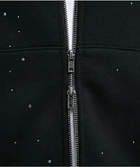 Ninth Hall Fundamentals Rhinestone Black Boxy Zip Hoodie