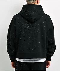 Ninth Hall Fundamentals Rhinestone Black Boxy Zip Hoodie