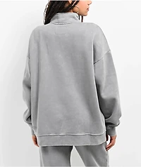 Ninth Hall Fundamentals Sheena Grey Oversized Quarter Zip Mineral Wash Sweatshirt
