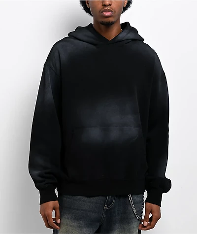 Ninth Hall Fundamentals Spray Black Wash Hoodie