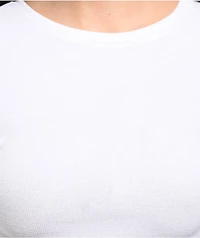 Ninth Hall Fundamentals Sylvie White Fitted Crop Long Sleeve T-Shirt
