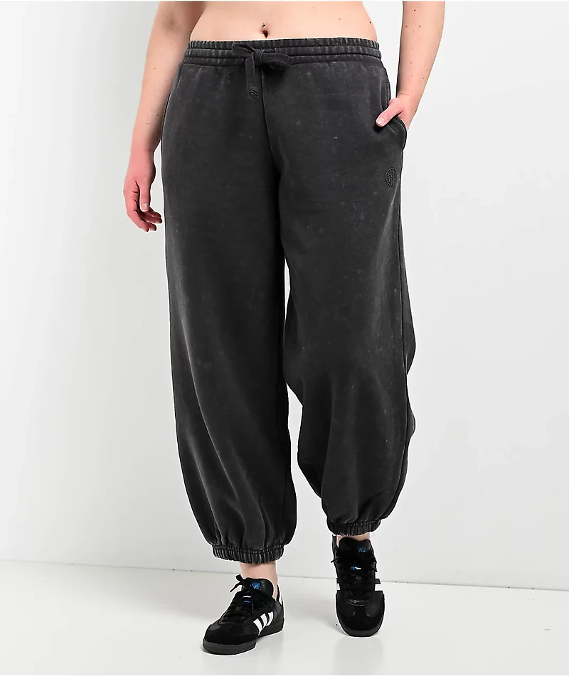 Ninth Hall Fundamentals Tyla Black Mineral Wash Oversized Sweatpants