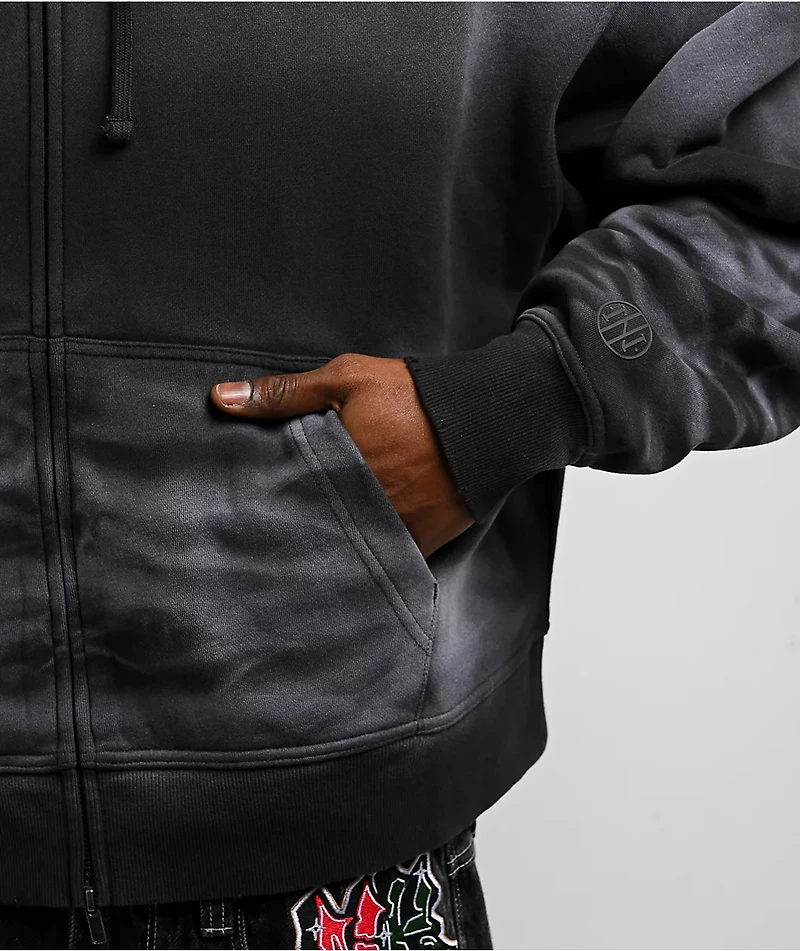 Ninth Hall Fundamentals Whisker Ash Wash Boxy Zip Hoodie