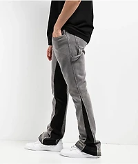 Ninth Hall Grey & Black Wash Stacked Flare Sweatpants
