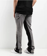 Ninth Hall Grey & Black Wash Stacked Flare Sweatpants
