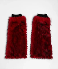 Ninth Hall Grunge Red Faux Fur Leg Warmers