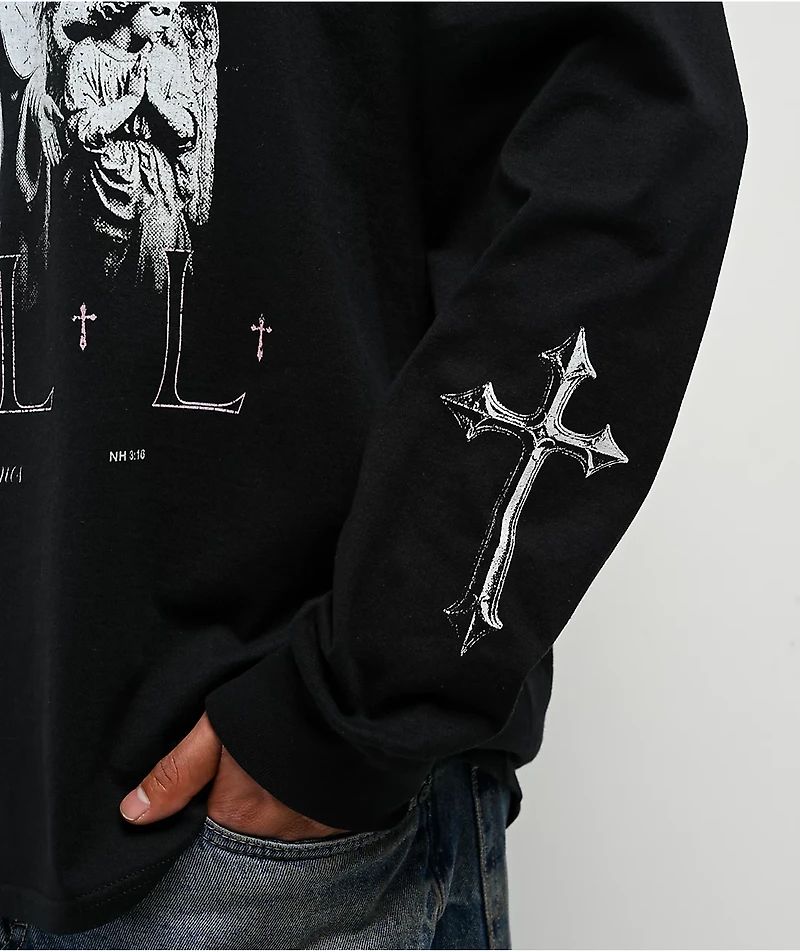 Ninth Hall Heaven Can Wait Black Long Sleeve T-Shirt