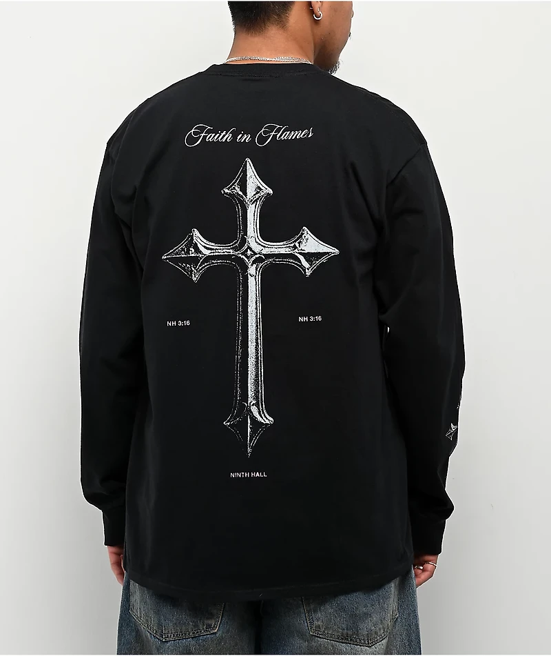 Ninth Hall Heaven Can Wait Black Long Sleeve T-Shirt