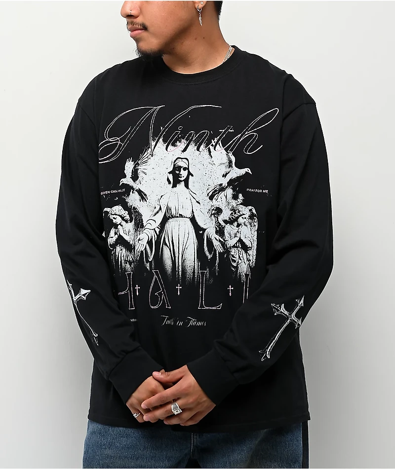 Ninth Hall Heaven Can Wait Black Long Sleeve T-Shirt