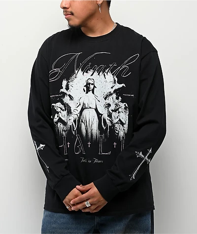 Ninth Hall Heaven Can Wait Black Long Sleeve T-Shirt