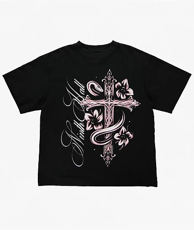 Ninth Hall Heavenly Decay Cross Black Boxy T-Shirt
