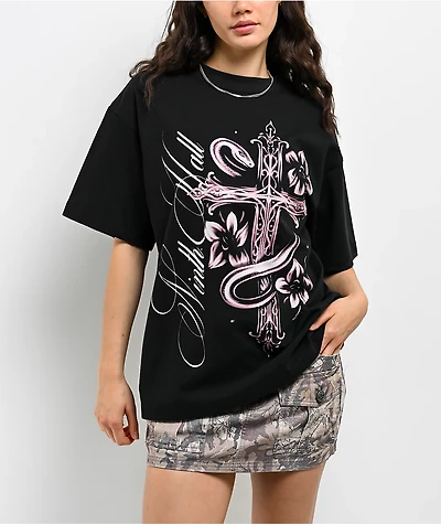 Ninth Hall Heavenly Decay Cross Black Boxy T-Shirt