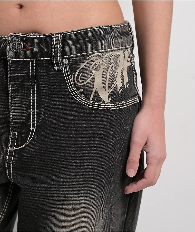 Ninth Hall Idle Chapel Black Wash Straight Leg Jeans