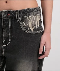 Ninth Hall Idle Chapel Black Wash Straight Leg Jeans