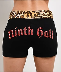 Ninth Hall Jennifer Leopard Print & Black Foldover Shorts