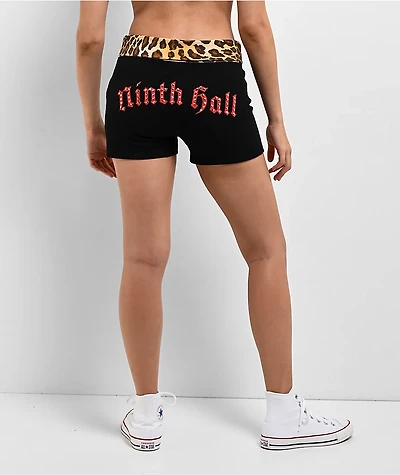 Ninth Hall Jennifer Leopard Print & Black Foldover Shorts