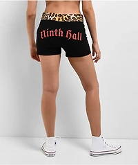 Ninth Hall Jennifer Leopard Print & Black Foldover Shorts