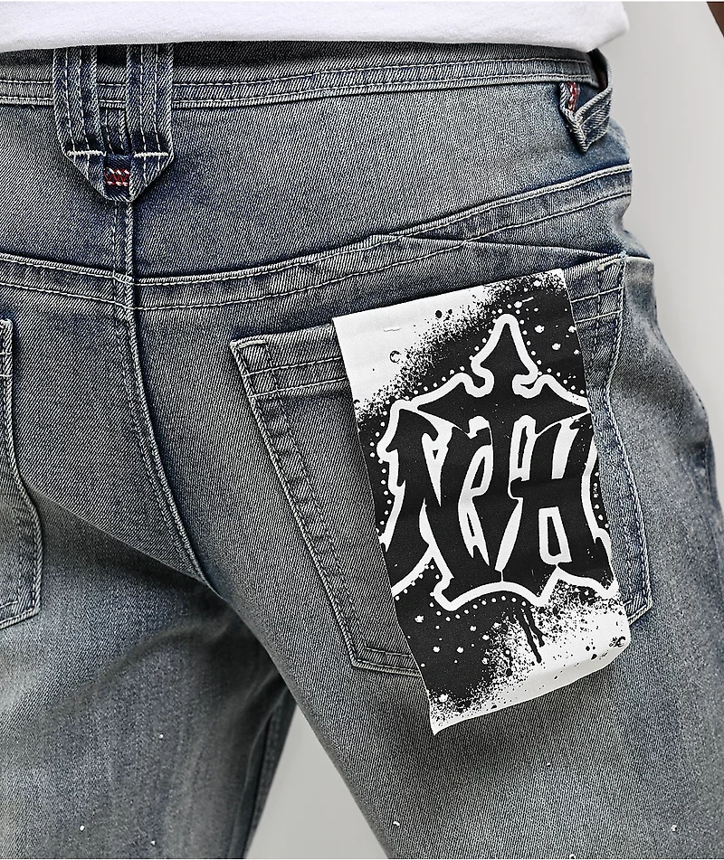 Ninth Hall Jewelled Blue Denim Skinny Flare Jeans