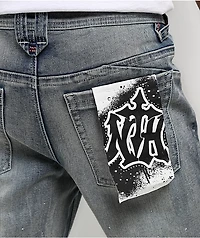 Ninth Hall Jewelled Blue Denim Skinny Flare Jeans