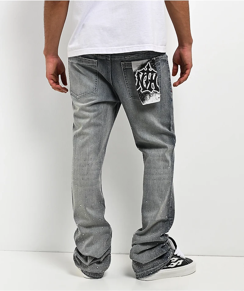 Ninth Hall Jewelled Blue Denim Skinny Flare Jeans