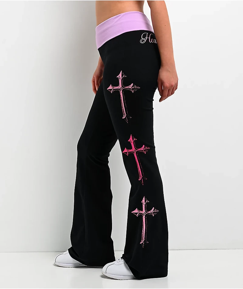 Ninth Hall Joella Cross Black Fold over Flare Leggings